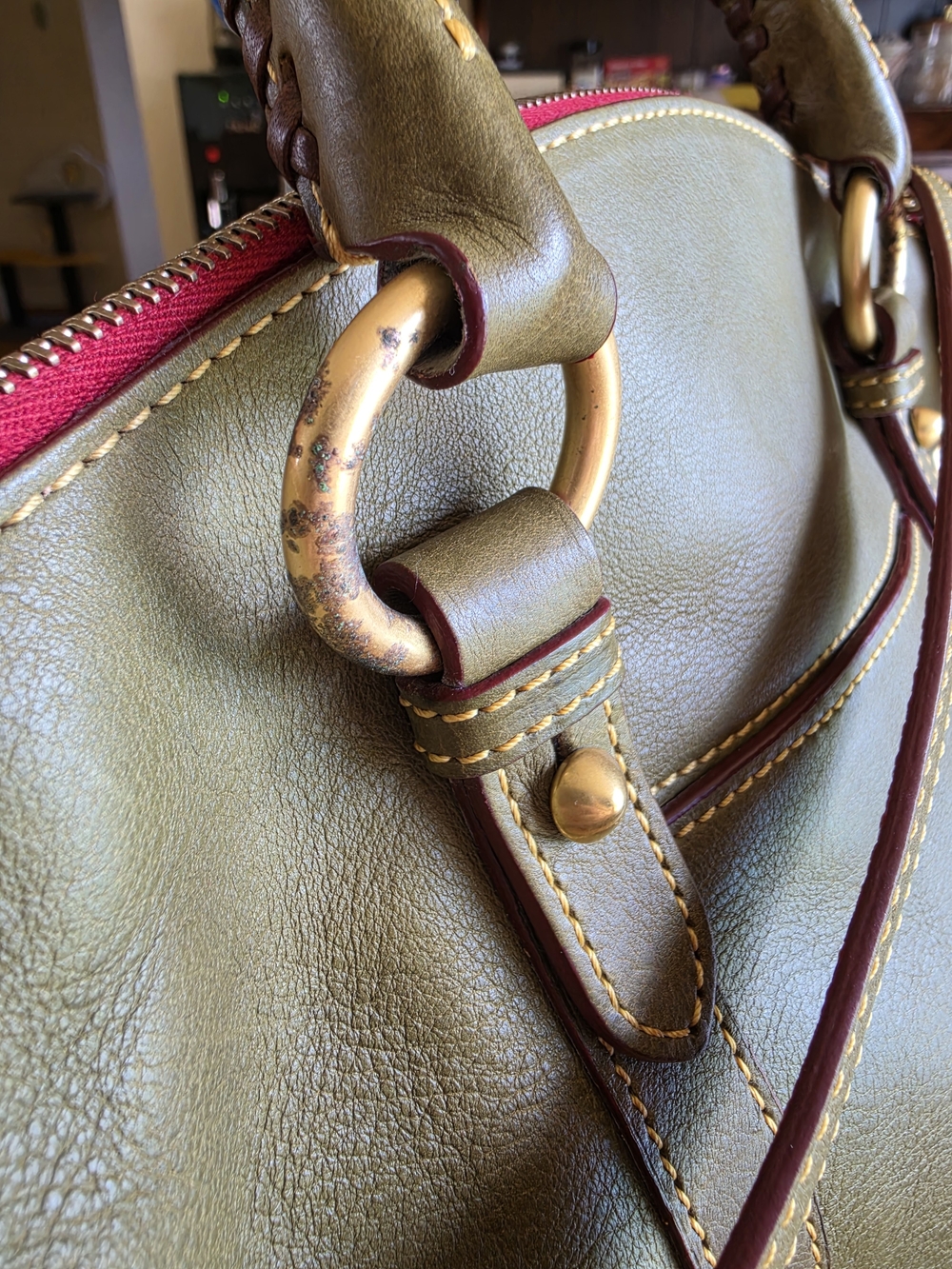 Dooney & Bourke Olive Green Florentine Leather Satchel Bag - Picture 6 of 16